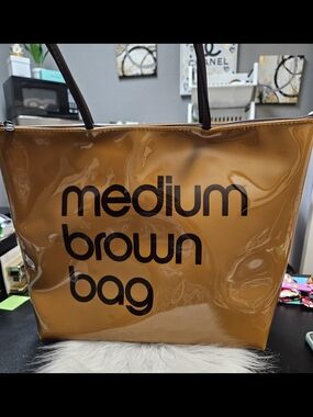 Medium Brown Bag Clear Vinyl Tote - Brown